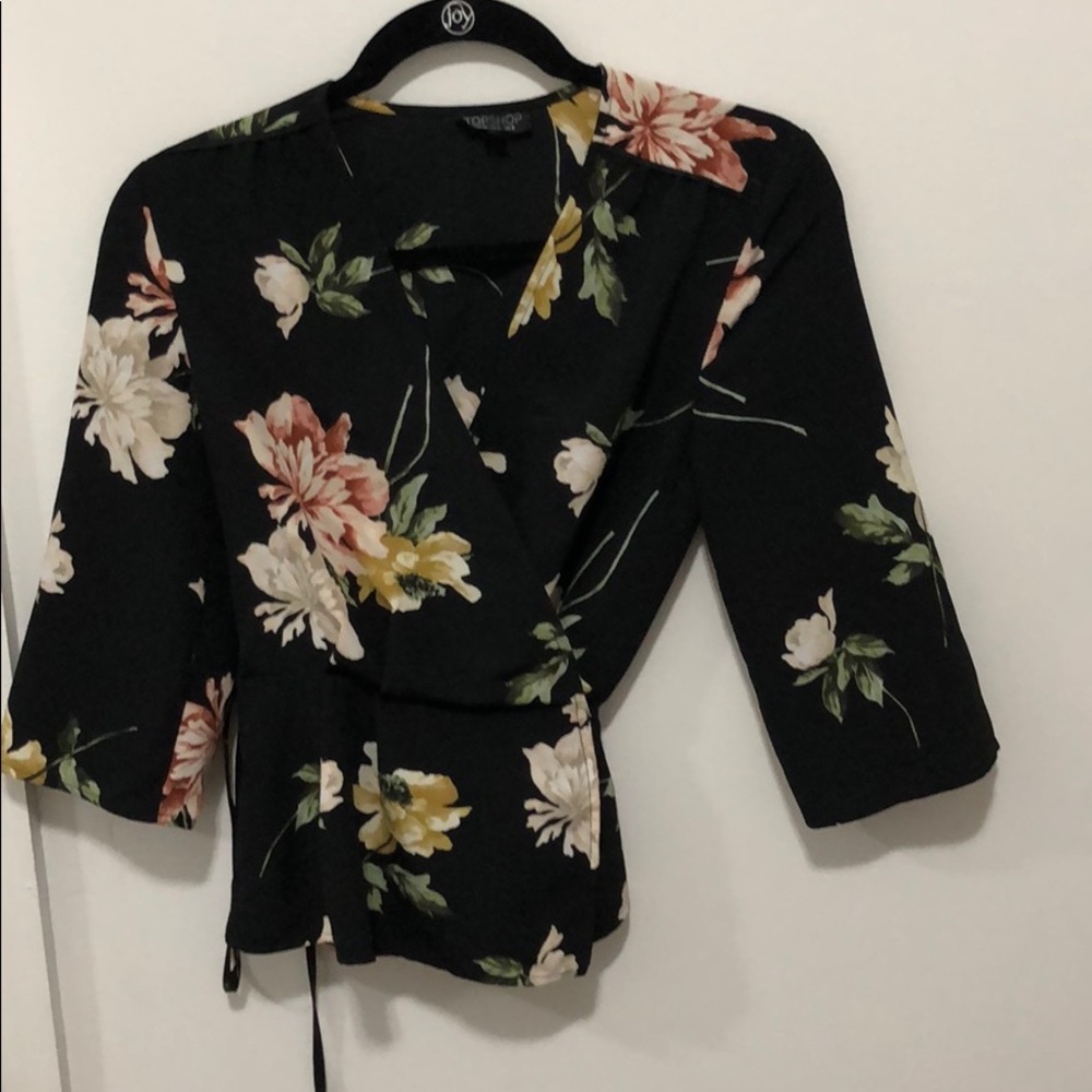 Topshop Floral Wrap Top
